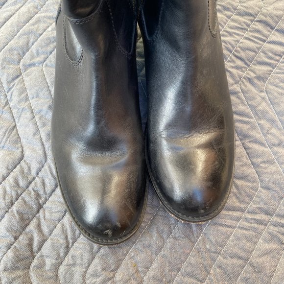 Frye Molly Knee High Extra Wide Calf Riding Boot Black Leather - Picture 3 of 9